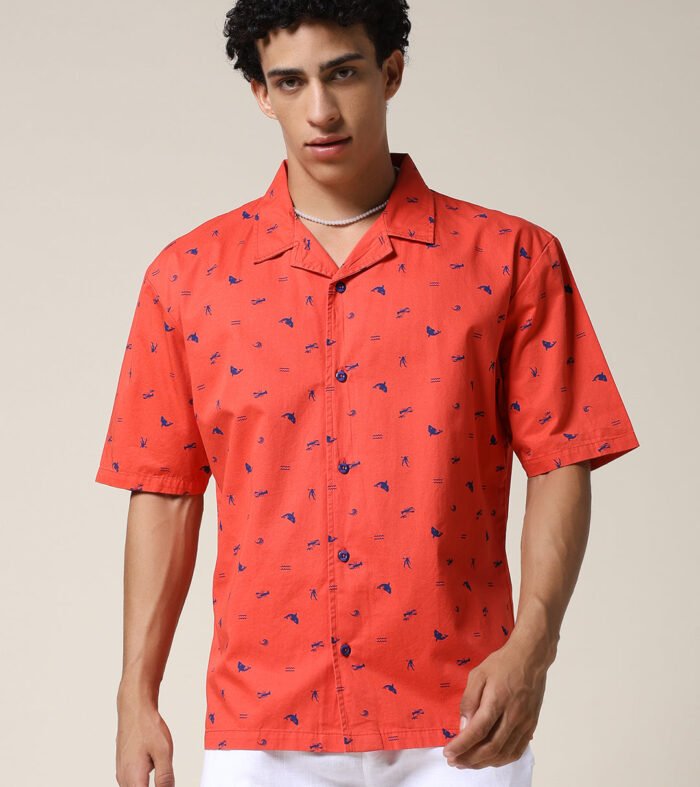 Mens Half Sleeve Casual Shirt  – Candy Red