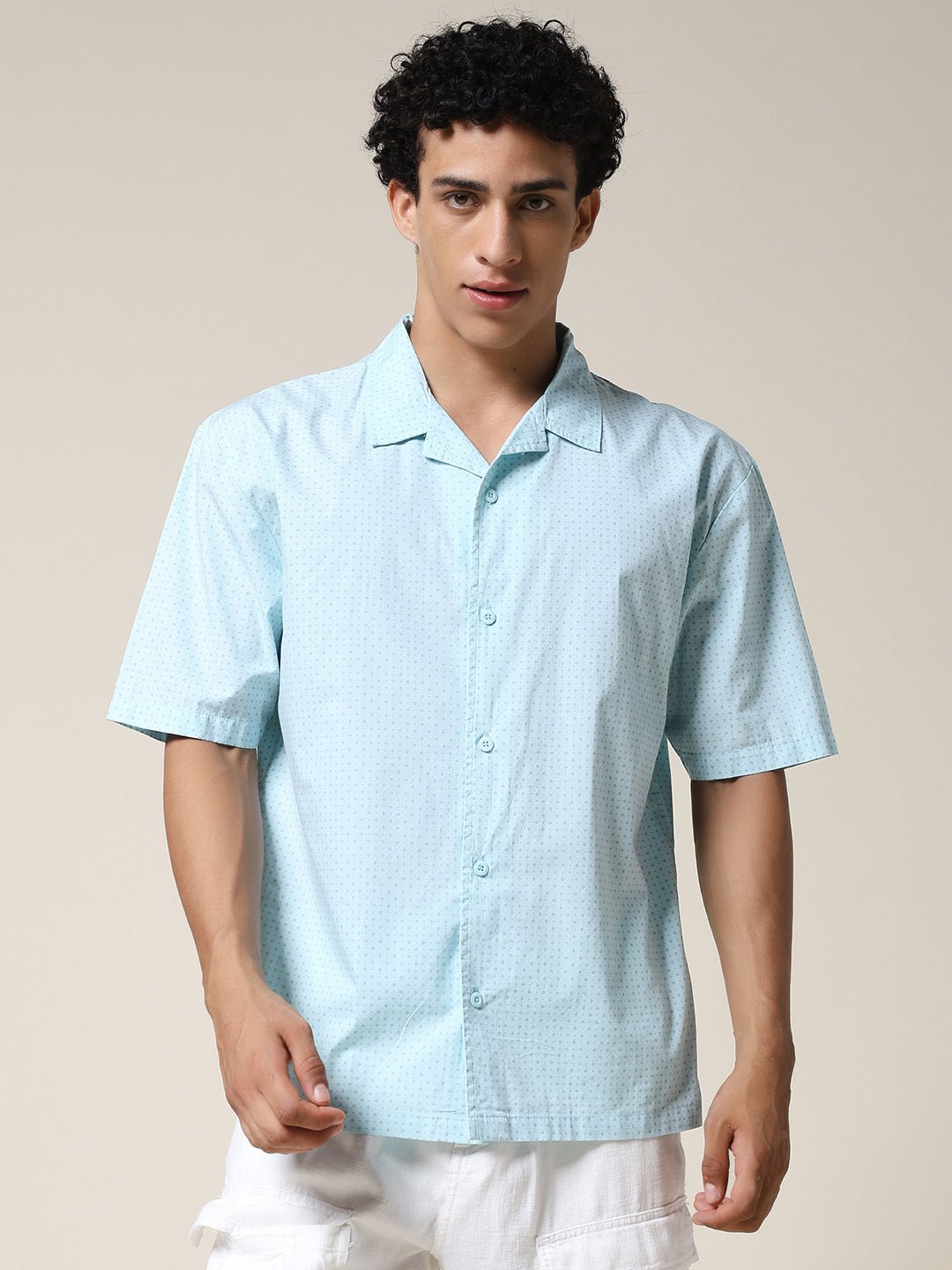 Mens Half Sleeve Casual Shirt  – Sky