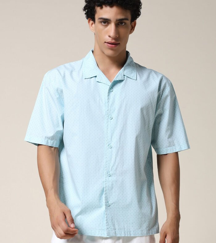 Mens Half Sleeve Casual Shirt  – Sky