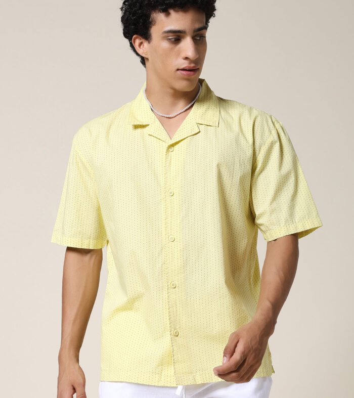 Mens Half Sleeve Casual Shirt Yellow