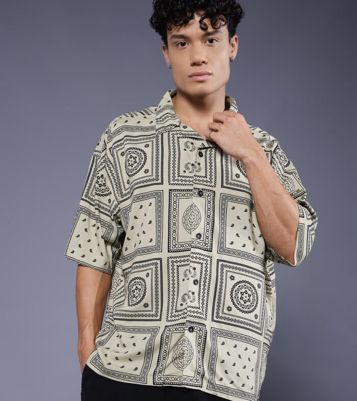 Mens Half Sleeve Casual Shirt  – Beige