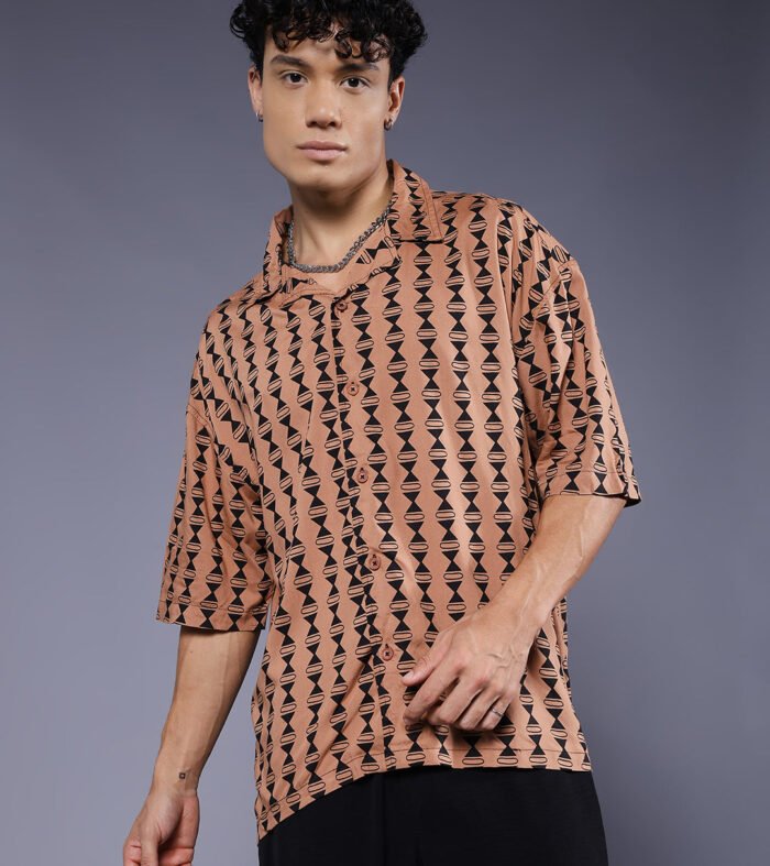 Mens Half Sleeve Casual Shirt  – Brown