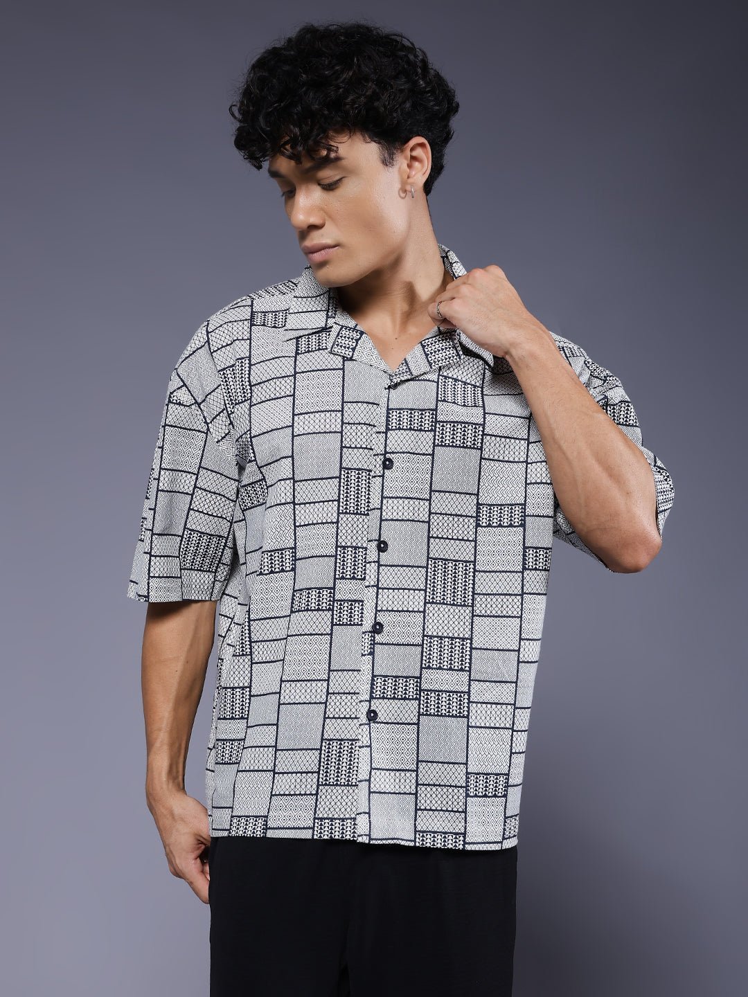 Mens Half Sleeve Casual Shirt  – White
