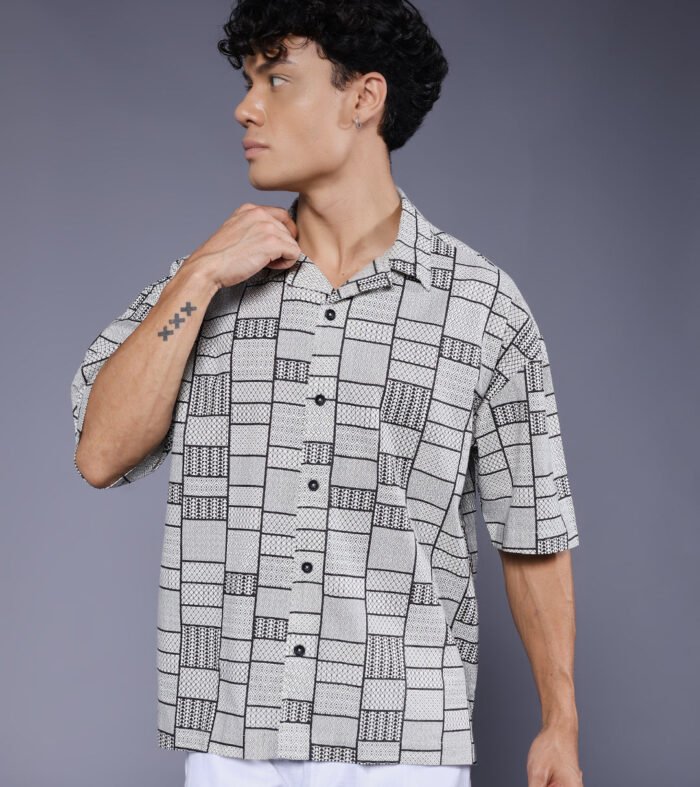 Mens Half Sleeve Casual Shirt  – Off white
