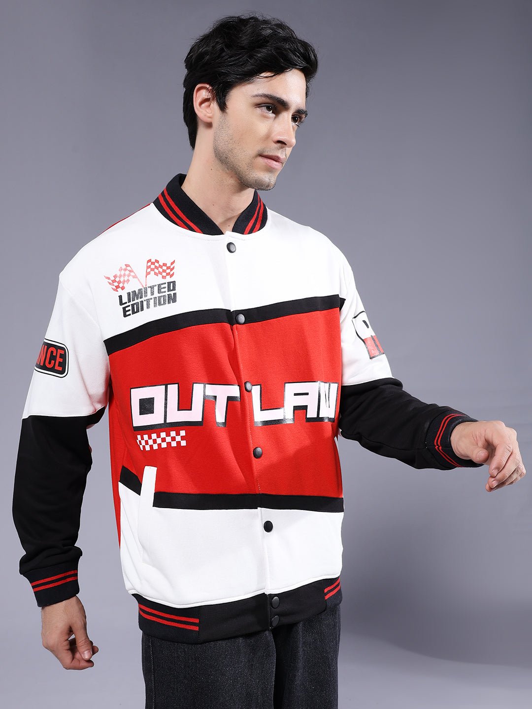 Men Graphic Printed Varsity Bomber Jacket