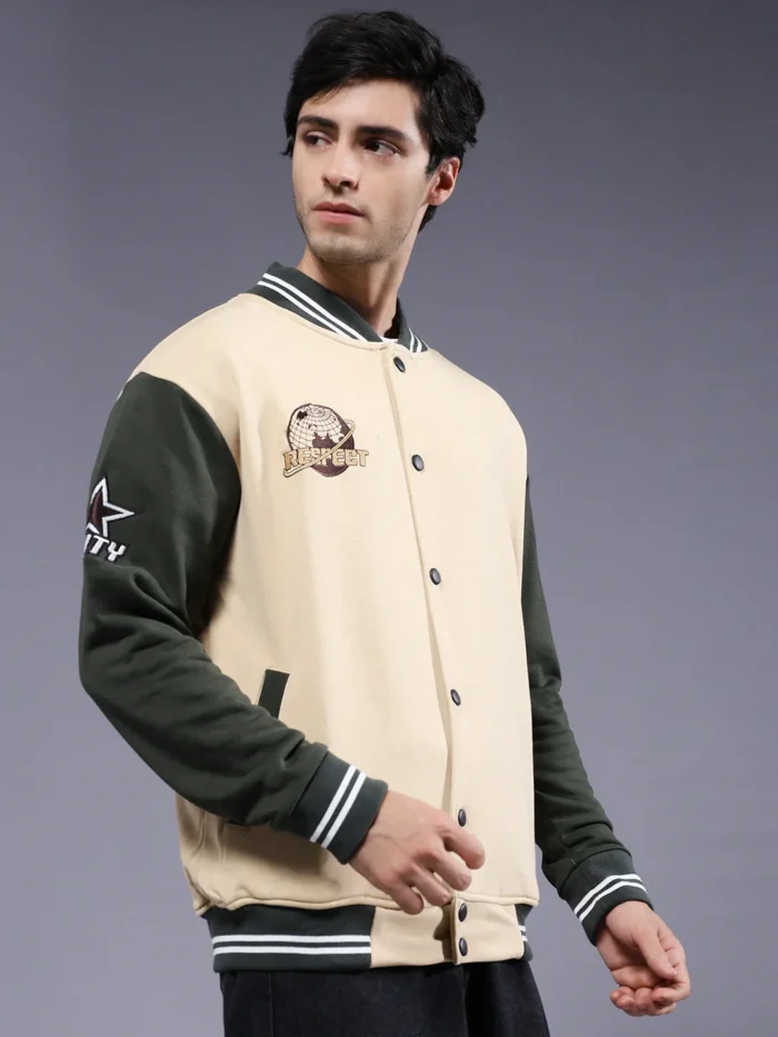 Respect Men Embroidered Varsity Bomber Jacket