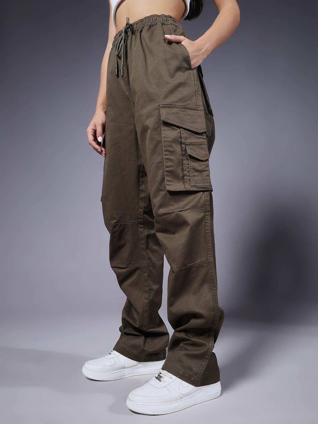Women Utility Cargo - Olive Green