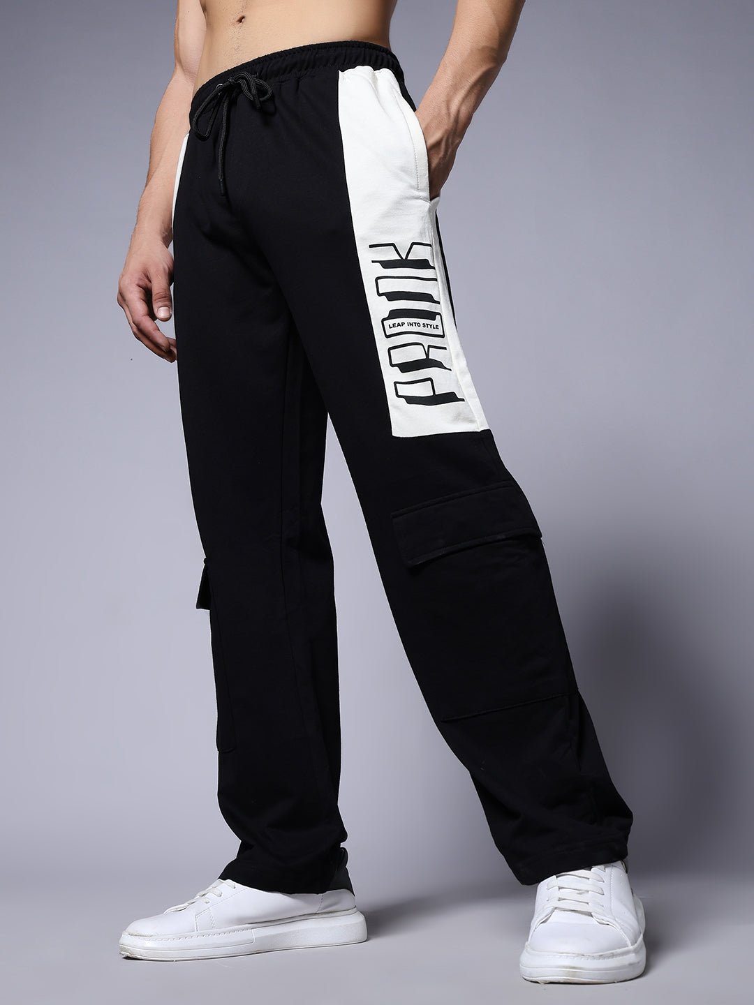 Men Premium Knitted Joggers with Side Panel Print