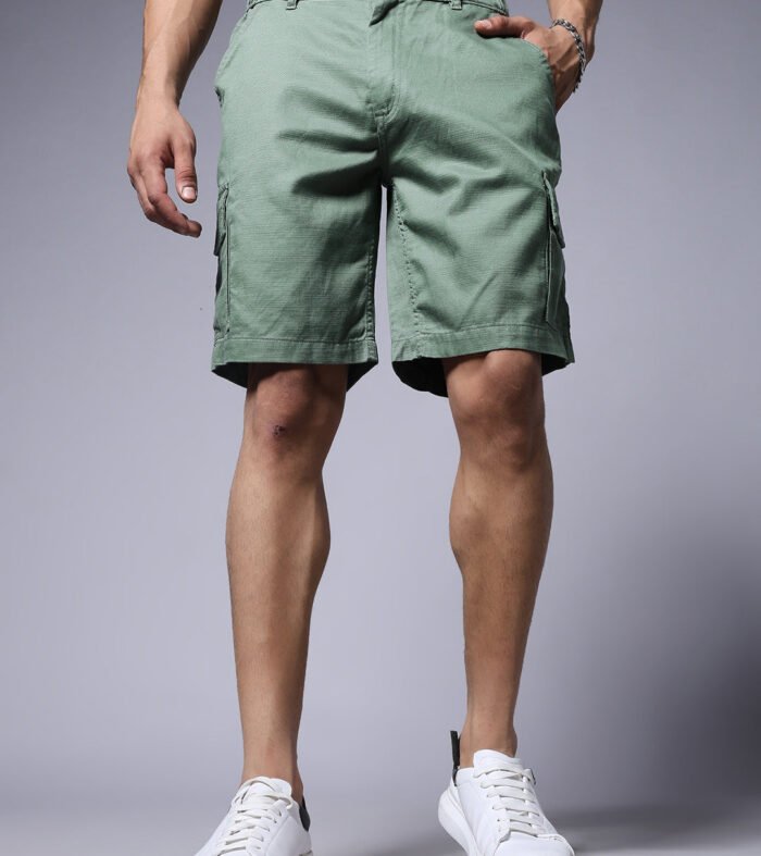 Men's Cotton Utility Cargo Shorts with Multi-Pockets – Moss Green