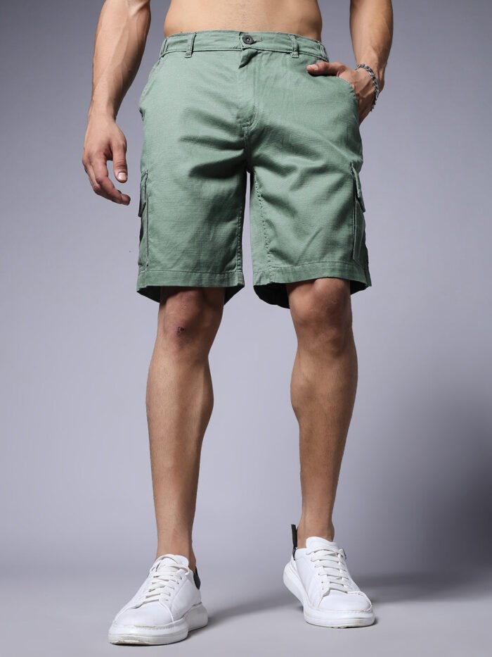 Men's Cotton Utility Cargo Shorts with Multi-Pockets – Moss Green