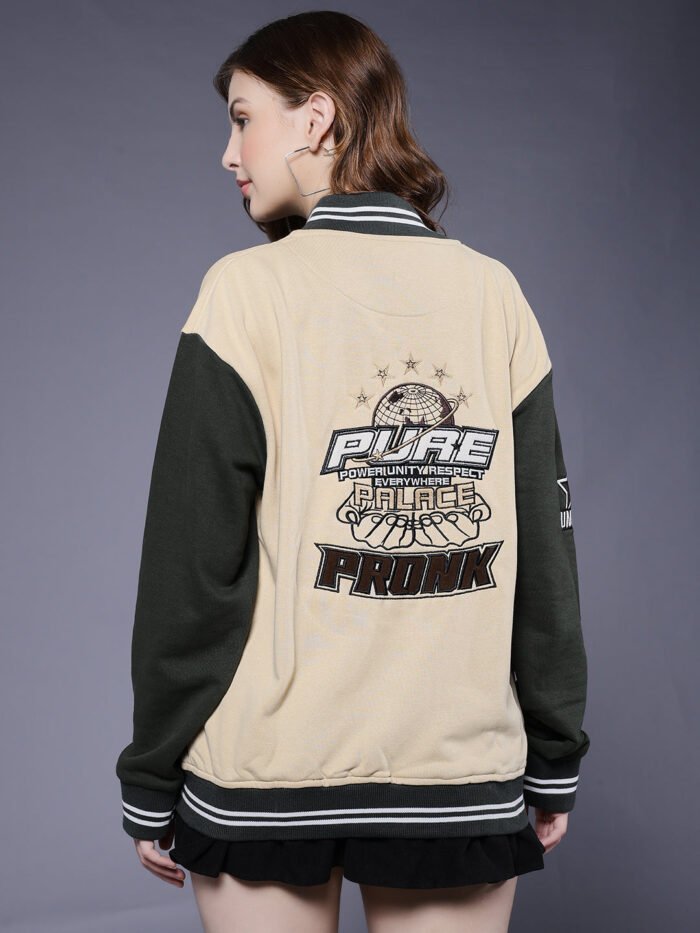 Respect Women Varsity Embroidered Bomber Jacket