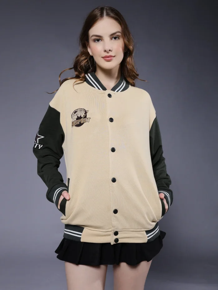 Respect Women Varsity Embroidered Bomber Jacket