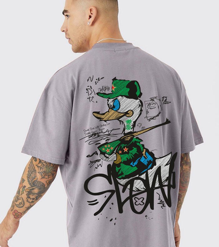 Slow Duck Men Oversized Printed T-Shirt