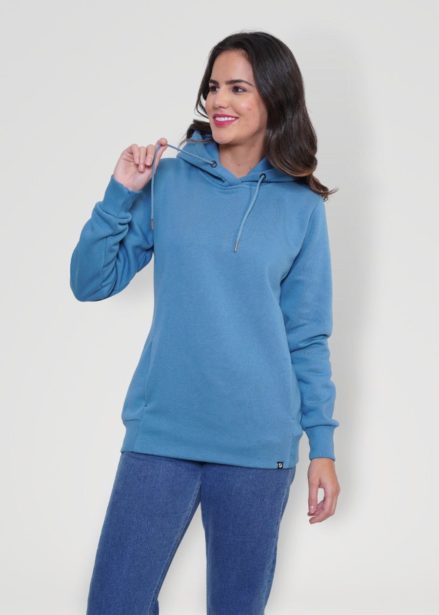 Women Fleece Hoodie Sweatshirt | Denim Blue