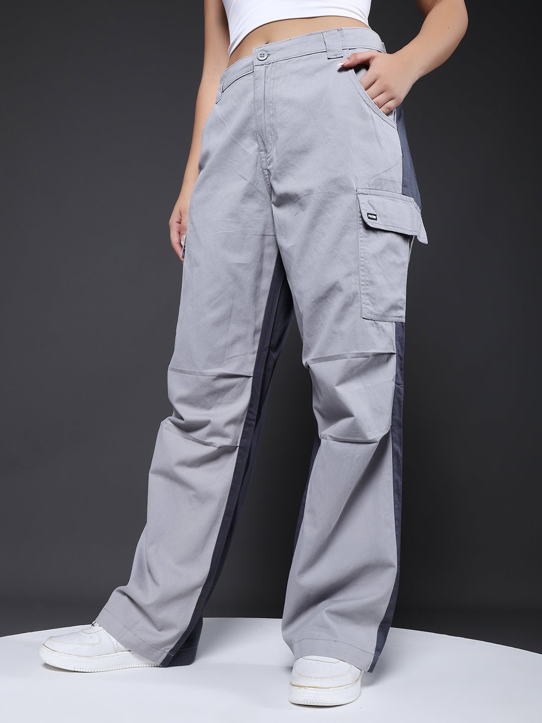 ColorBlock Parachute Pants For Women