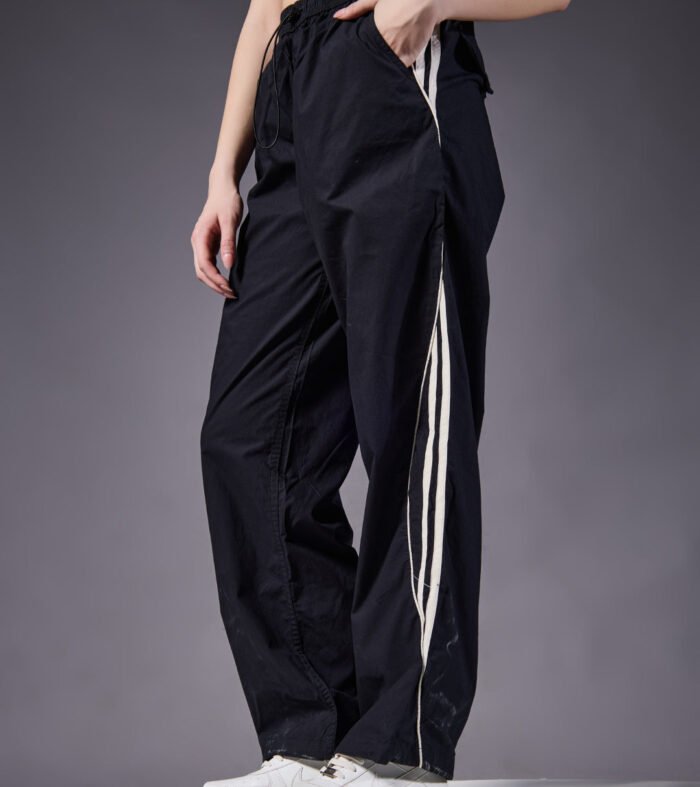 Parachute Pants For Women Black With White Stripe