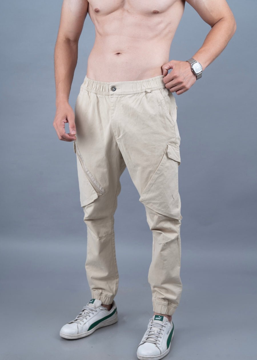 Men Regular Fit Cargo Jogger Beige