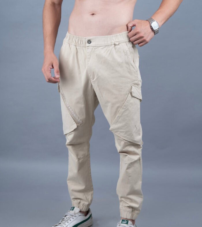 Men Regular Fit Cargo Jogger - Beige