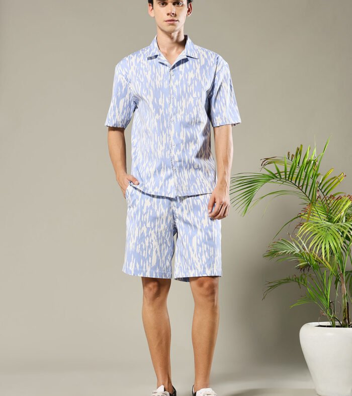 Men Premium Cotton Twill Co Ord Set Sky