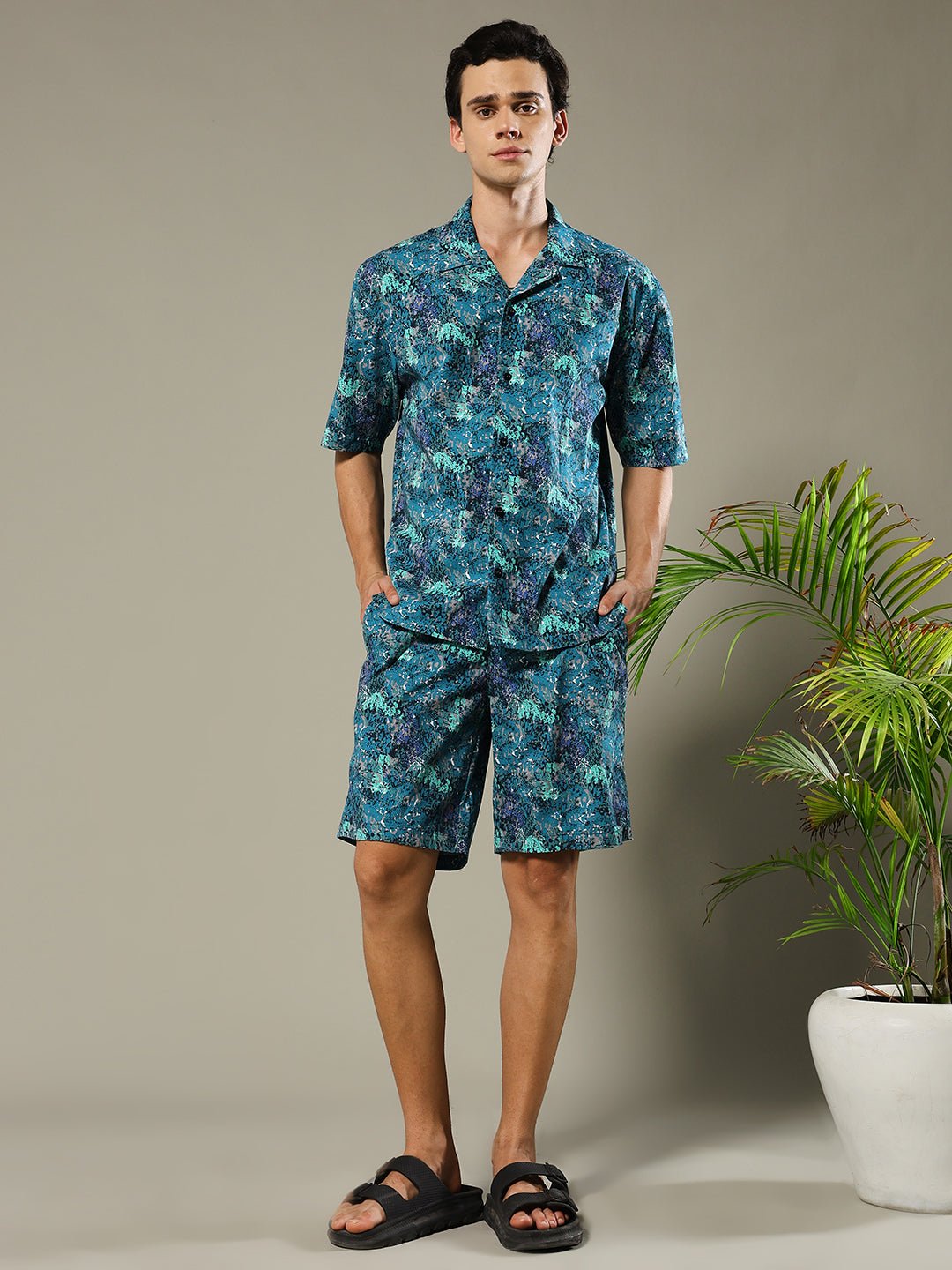 Men Premium Cotton Twill Co-ord Set – Basil Green