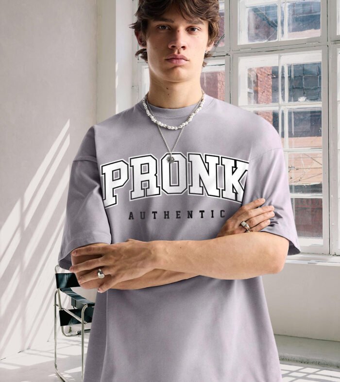Pronk Authentic Men Oversized T-Shirt - Ash Grey