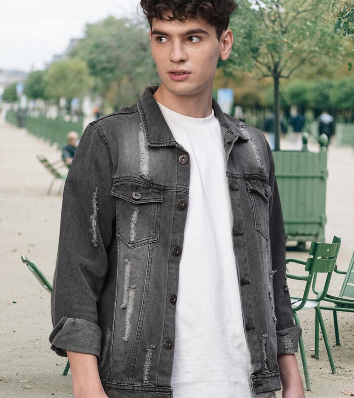 Distress Men Jacket Black