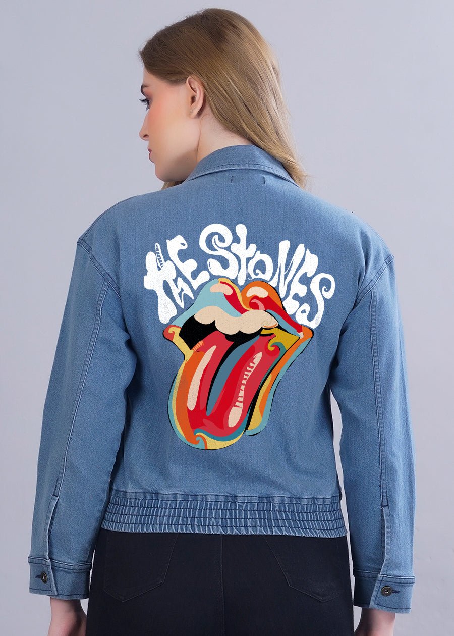 The Rolling Stones Printed Cropped Women's Denim Jacket