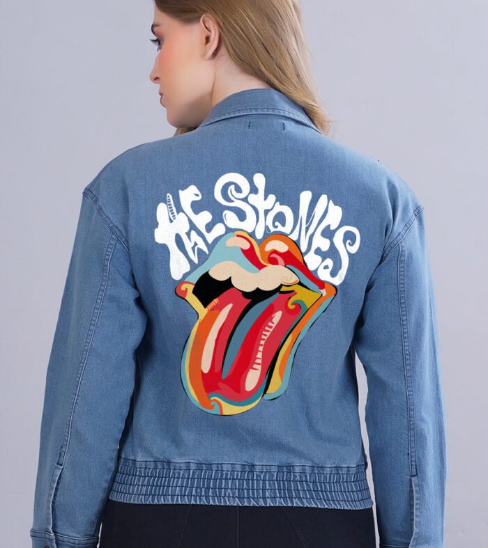The Rolling Stones Printed Cropped Women's Denim Jacket | Pronk