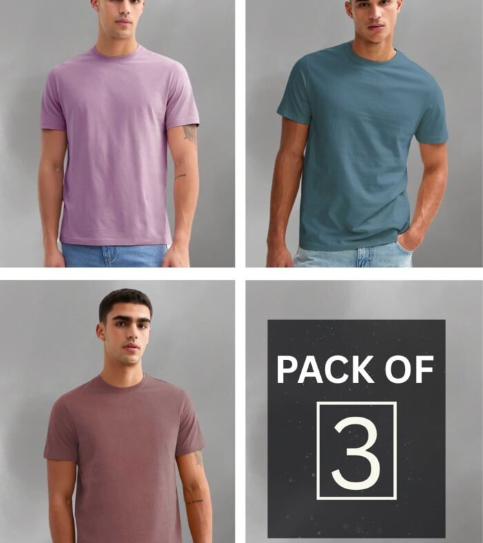 Solid Half Sleeve T-Shirt Men Combo - Pack of 3