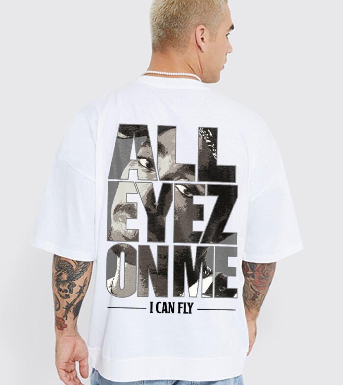 All Eyez On Me Men Oversized Printed T-Shirt