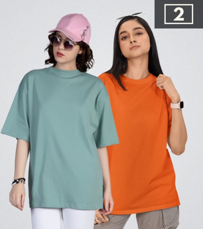 Solid Oversized T-Shirt Women Combo - Pack of 2