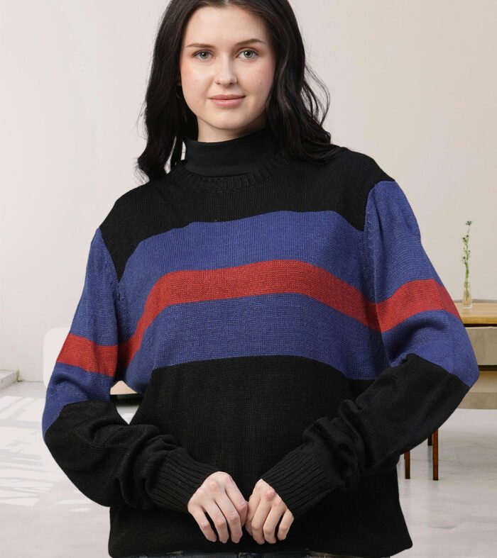 Bold Stripe Classic Knitted Women Pullover