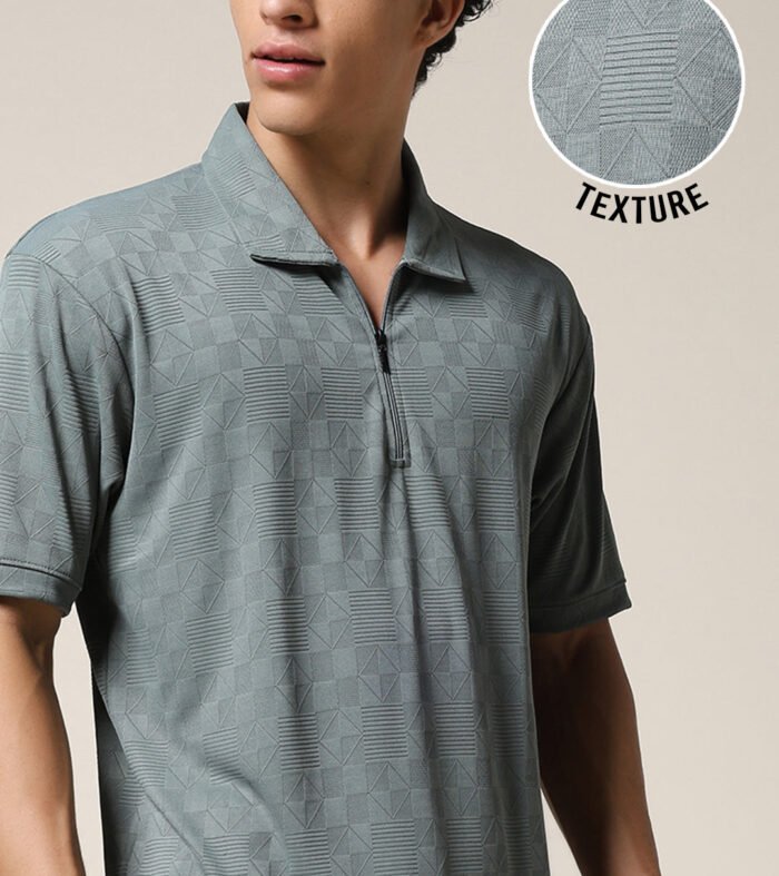 Men Relaxed Fit Korean Texture Polo T-Shirt