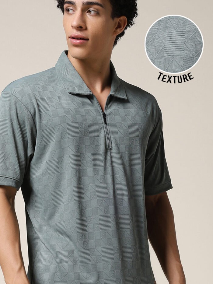 Men Relaxed Fit Korean Texture Polo T-Shirt