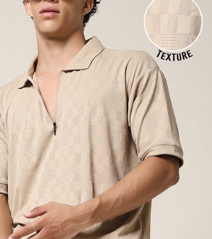 Men Relaxed Fit Korean Texture Polo T-Shirt