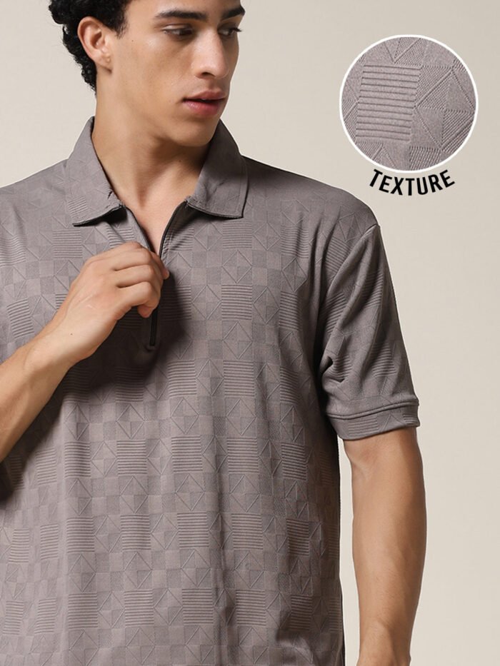 Men Relaxed Fit Korean Texture Polo T-Shirt