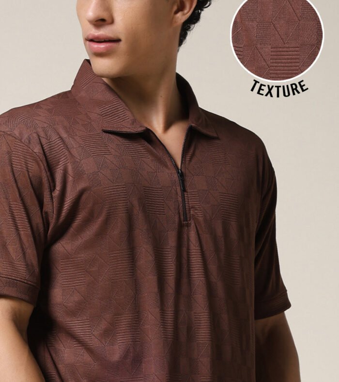 Men Relaxed Fit Korean Texture Polo T-Shirt