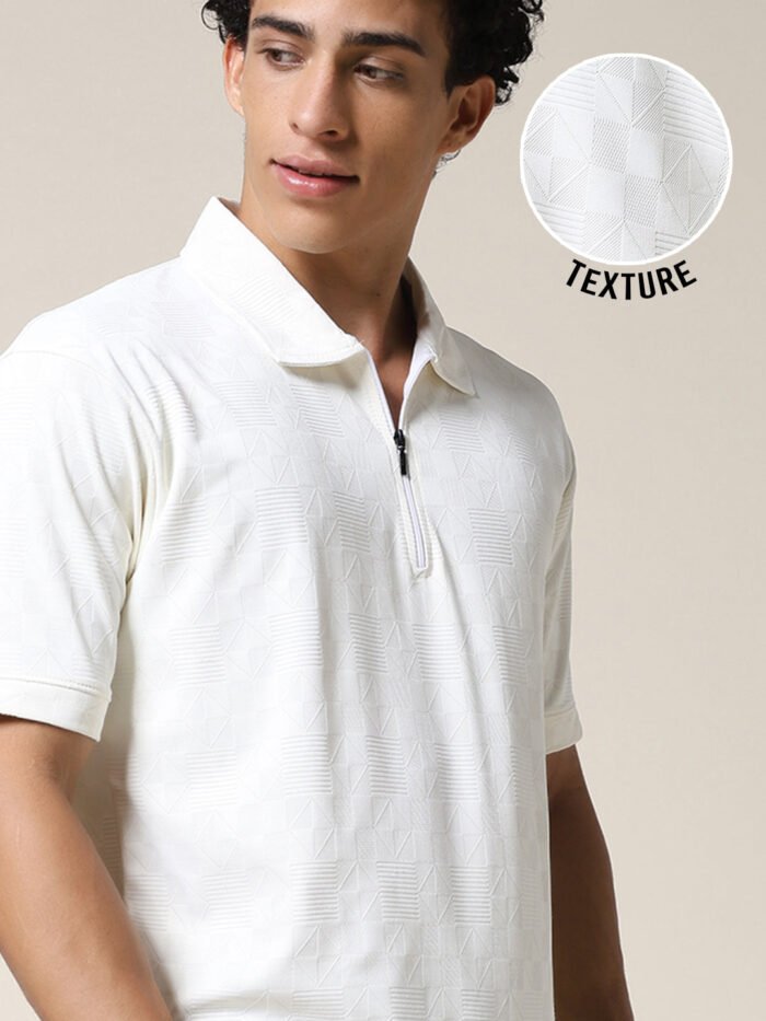Men Relaxed Fit Korean Texture Polo T-Shirt
