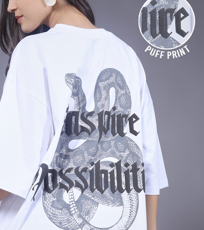 Inspire Possibilities Puff Printed Women Oversized T-shirt