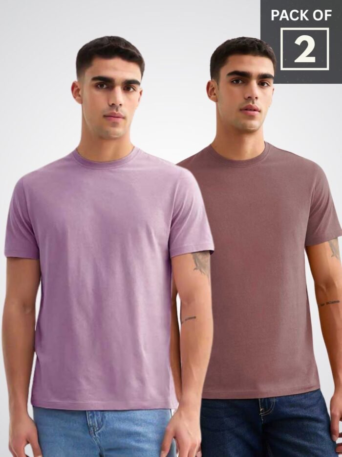 Solid Half Sleeve T-Shirt Men Combo - pack of 2