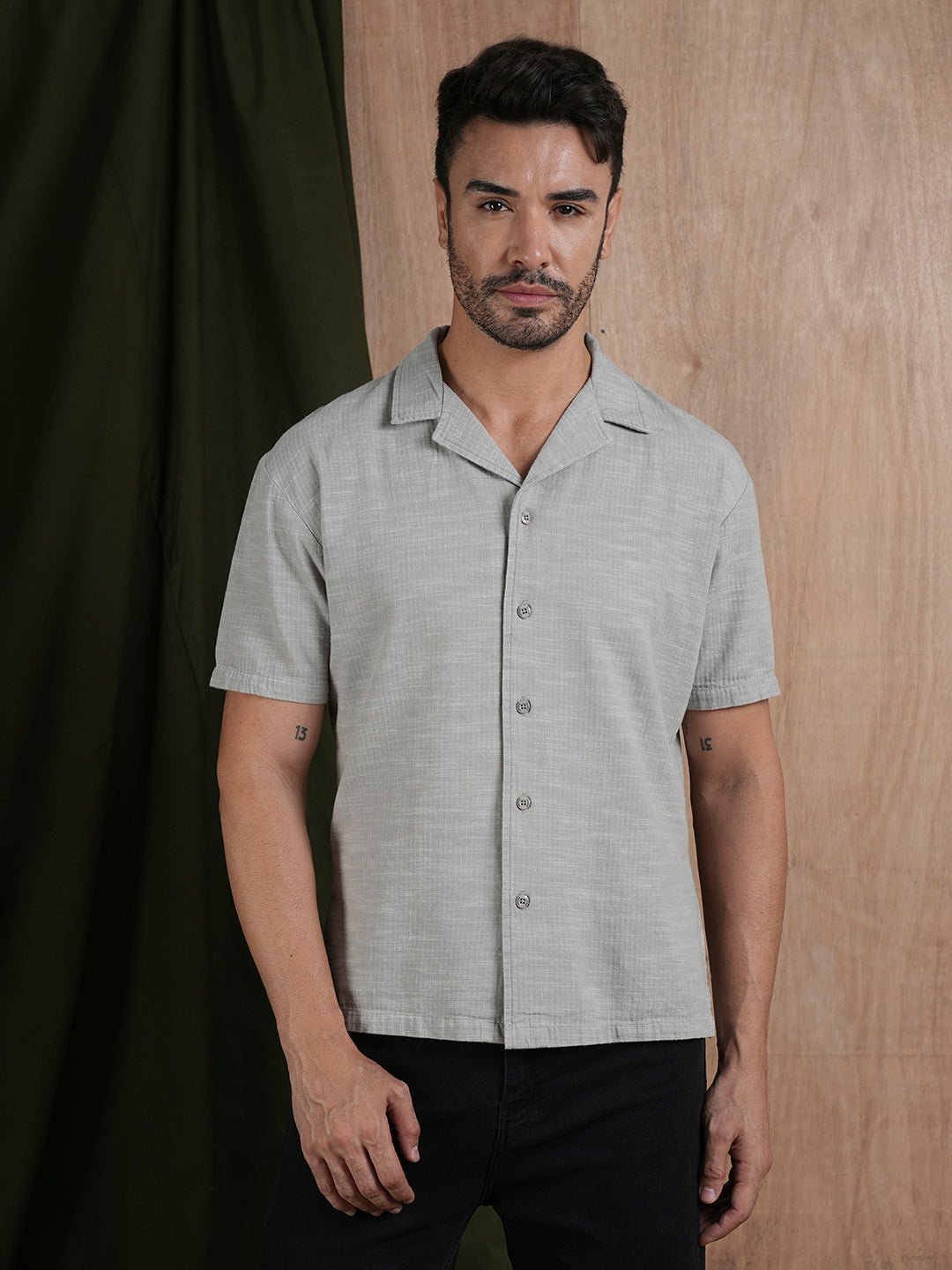 Men's Half Sleeves Shirt - Grey