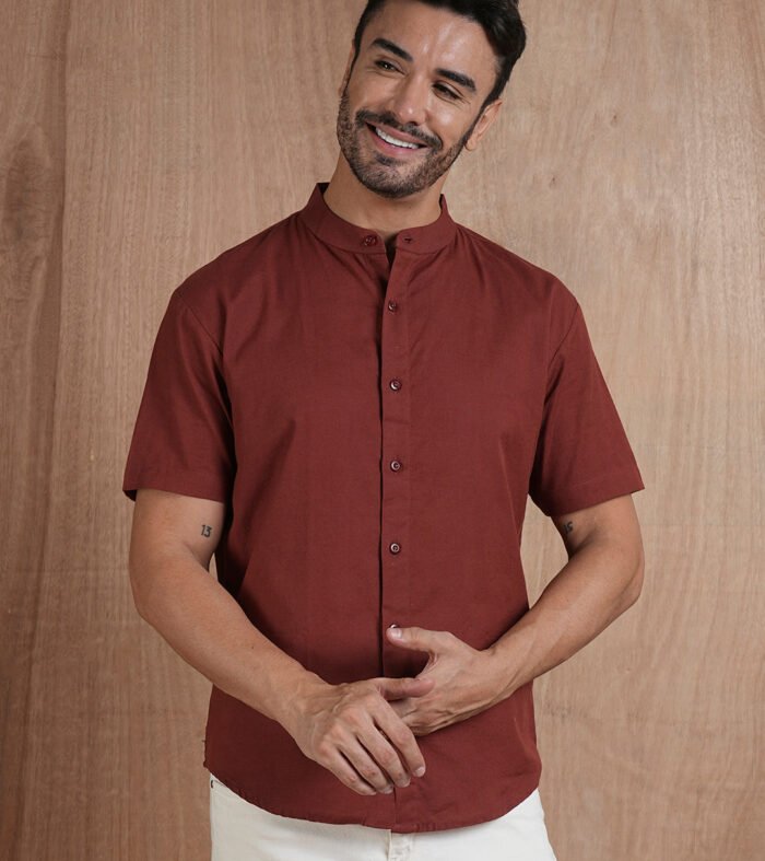 Men's Half Sleeves Shirt - Maroon