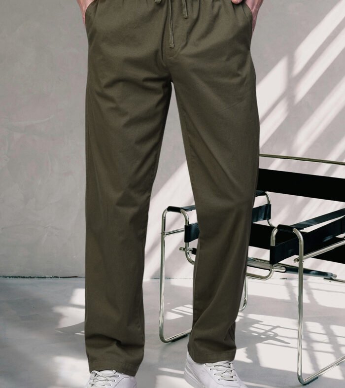 Cotton Pant for Men Solid - Olive Green