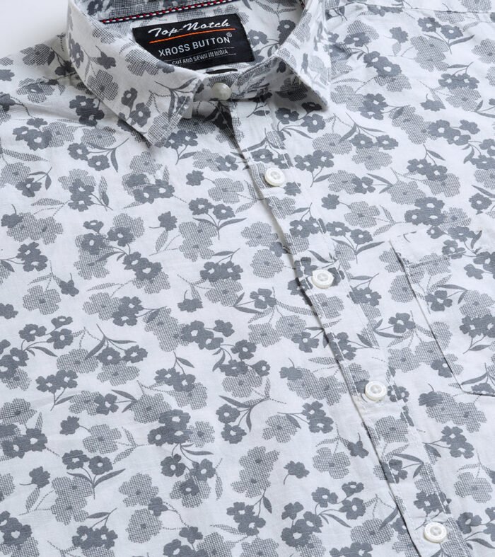 Floral White Mens Shirt