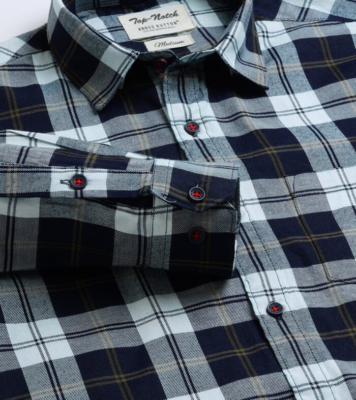 Quad Check Mens Navy Shirt
