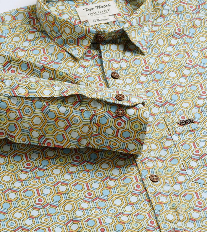 Honeycomb Yellow Mens Shirt