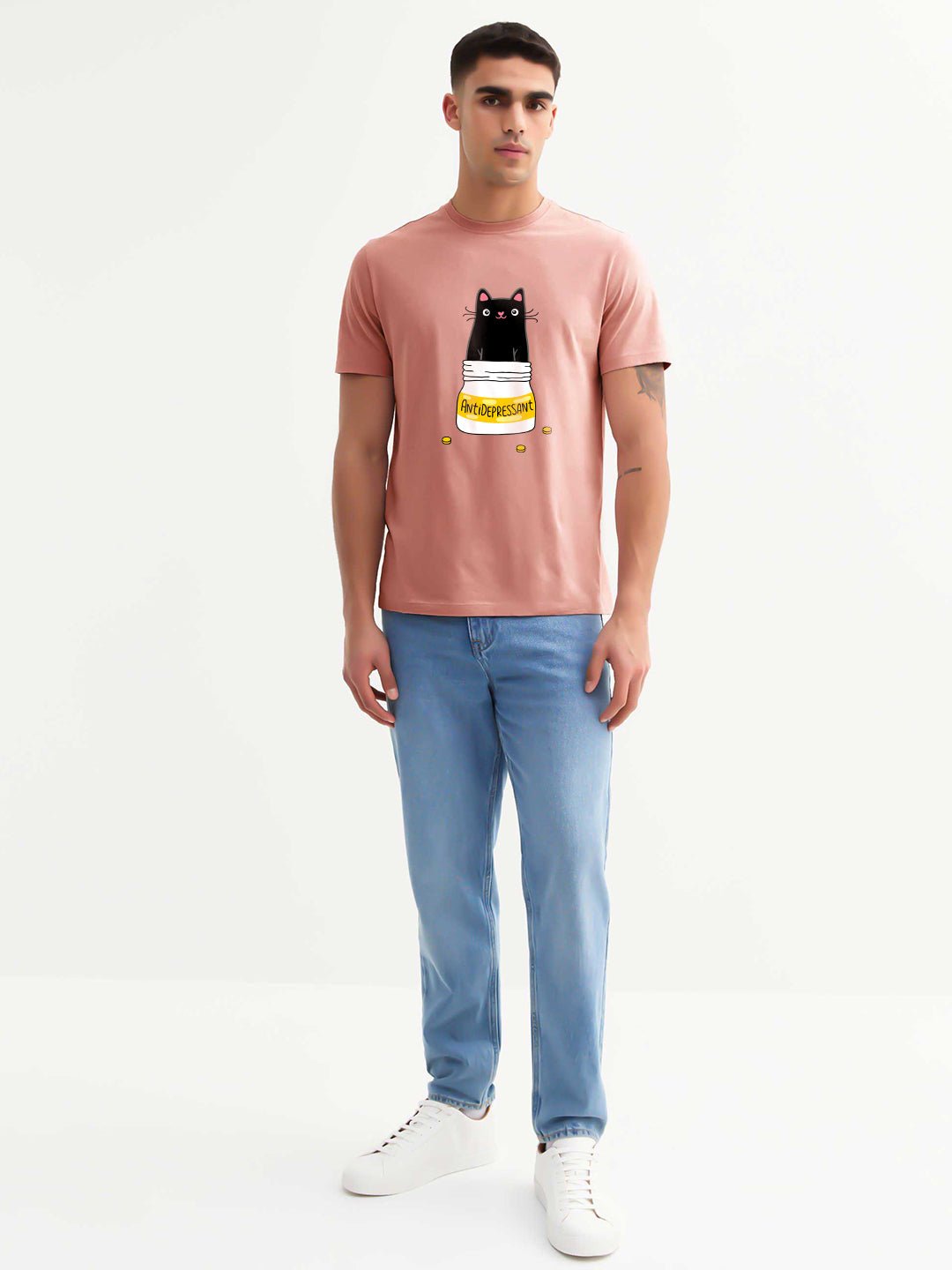 Antidepressant Cat Men Half Sleeve T-Shirt