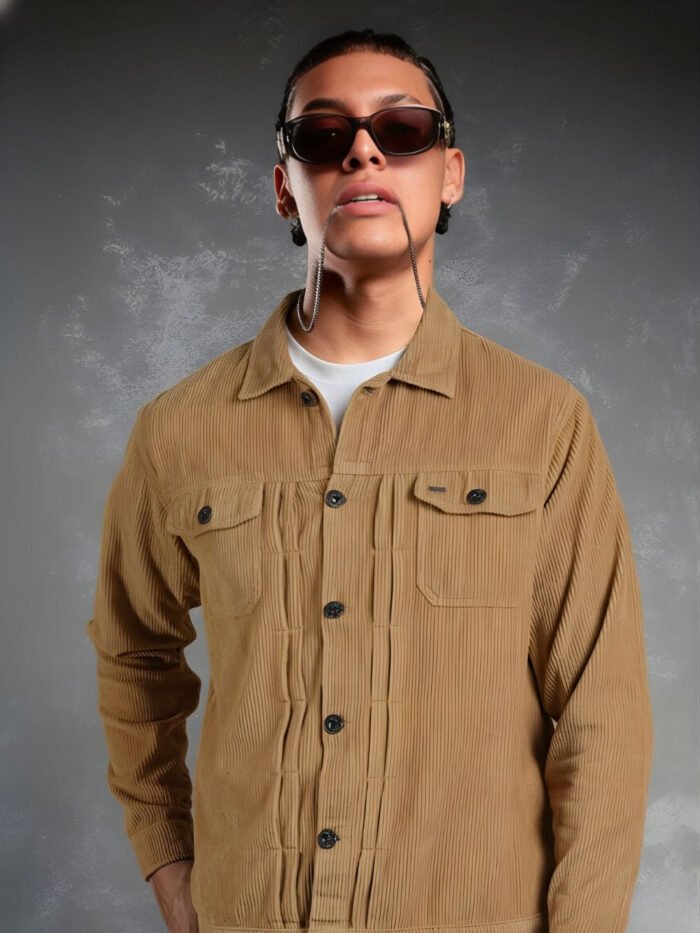 Teddy Lined Corduroy Jacket - Beige