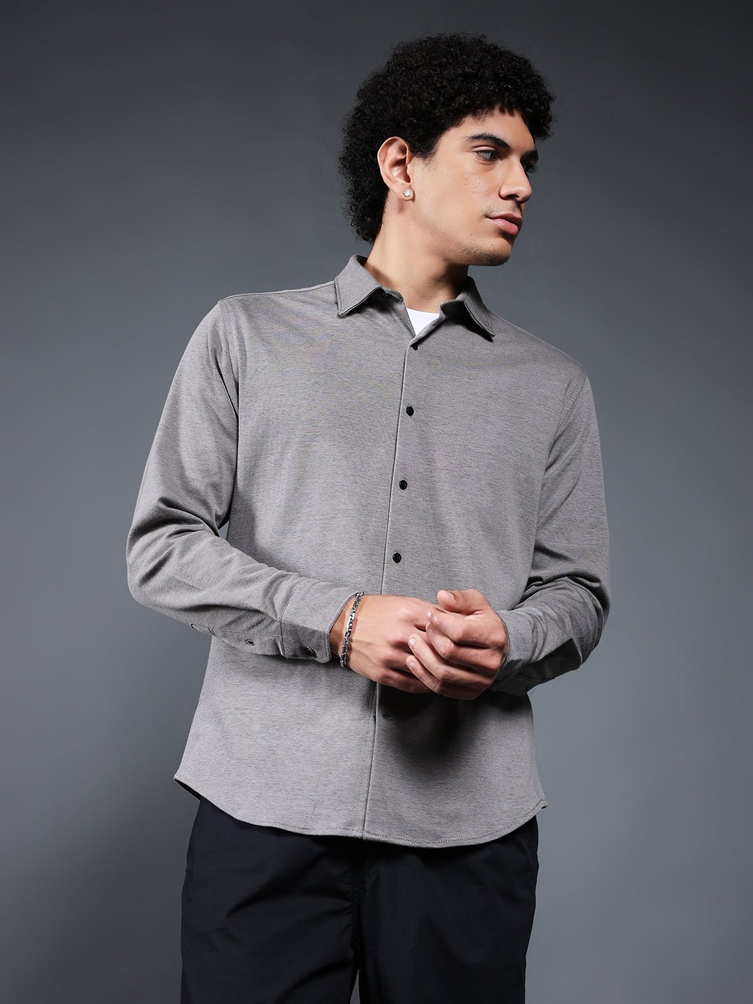 Mens Full Sleeves Shirt - Ash Grey