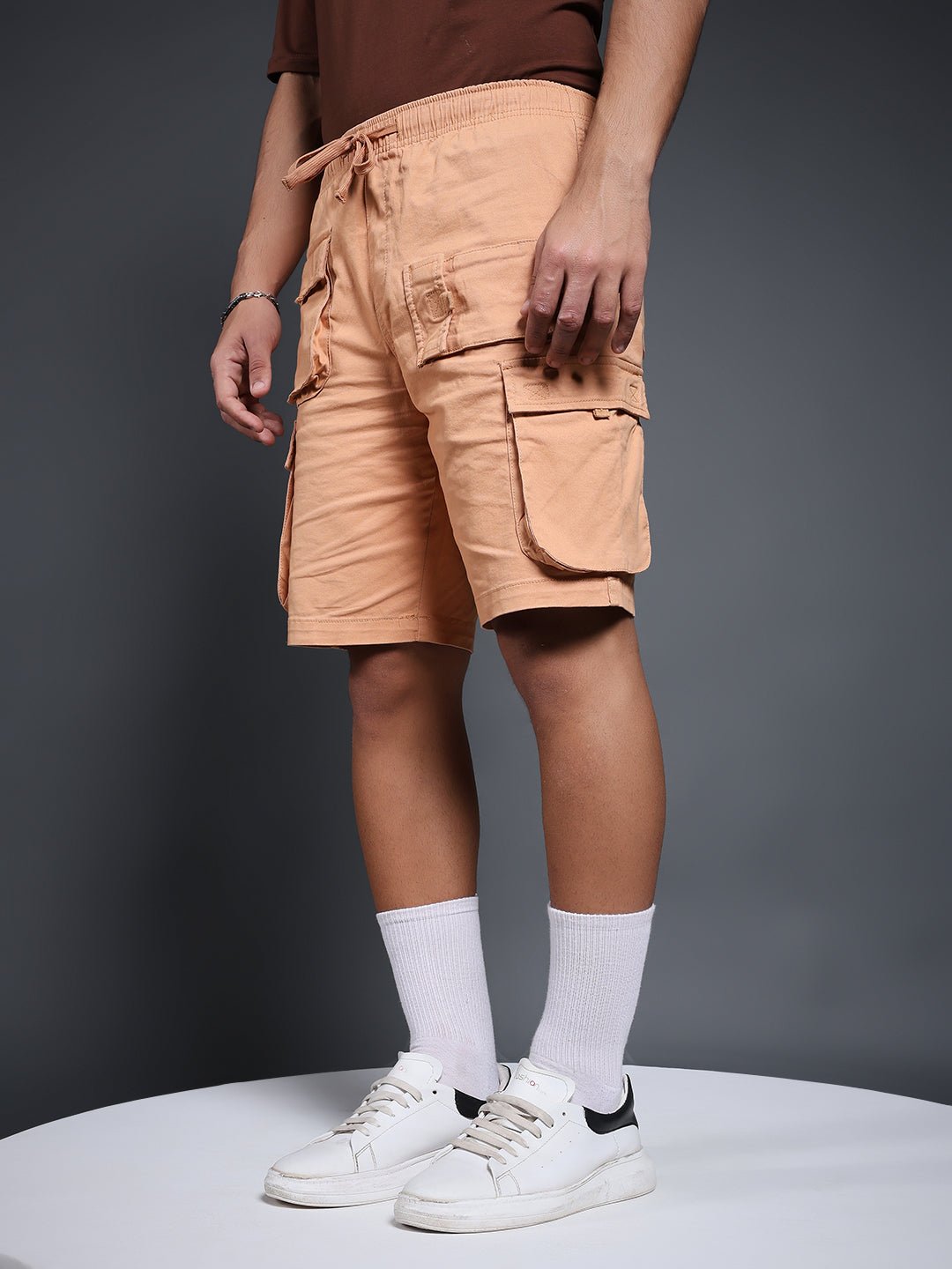 Mens Cotton Utility Shorts  – Brown